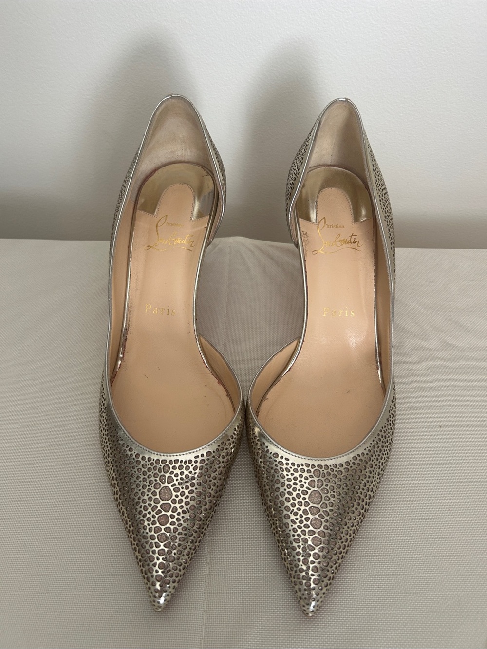 Christian Louboutin Leather Lasercut Accents D'Orsay Pumps - Picture 1 of 8
